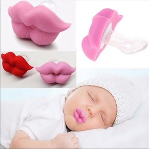New! Super cute and funny pink lips baby pacifier